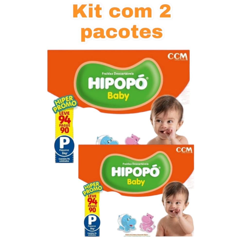 KIT FRALDA INFANTIL HIPOPO C/2 PACOTES SUPER ECONÔMICOS