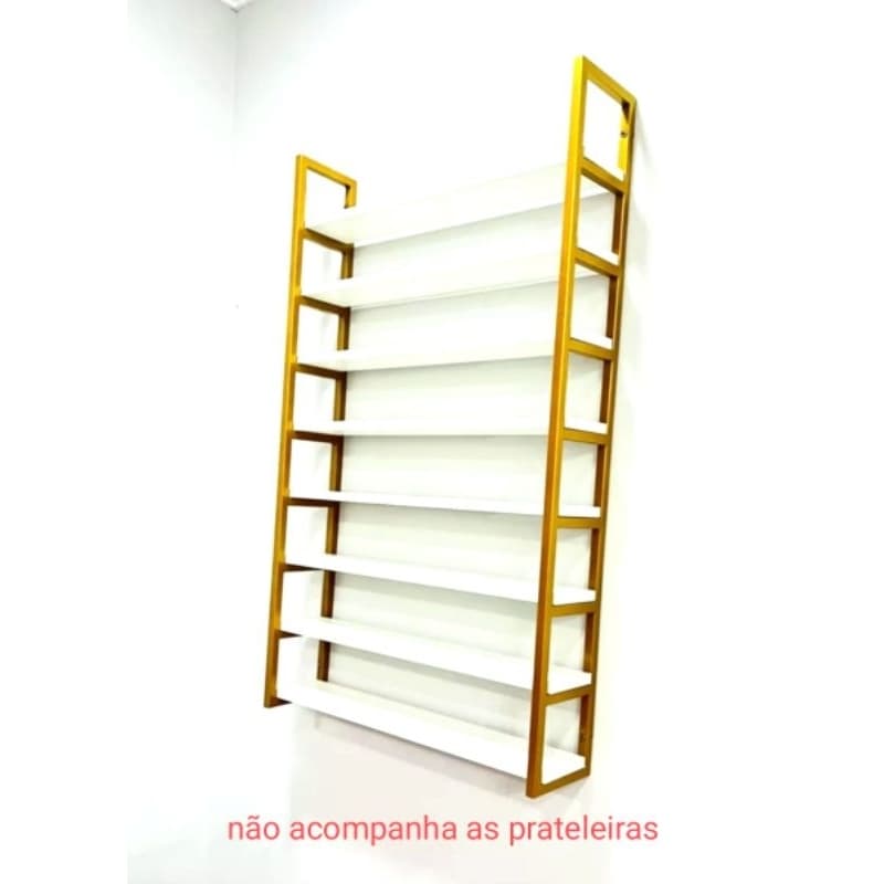 Par Suportes Estilo Industrial 98cm Para Prateleira Expositor Esmalteiro Estante De Ferro Parede