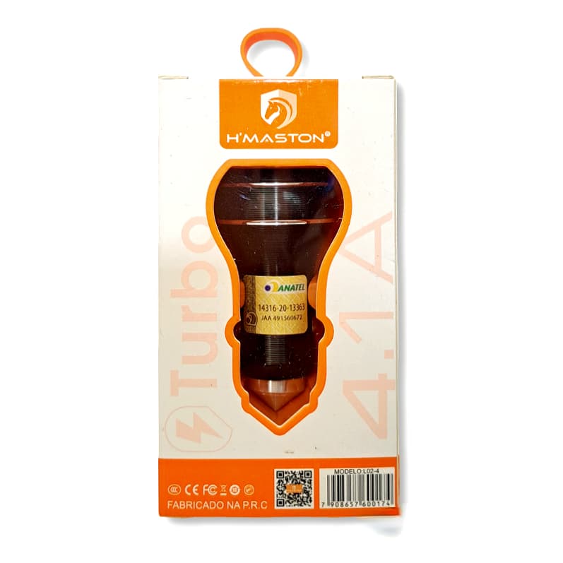 Carregador Veicular Metal Colorido 2 Entradas Usb 2.4A e 3.1A Carregador Turbo