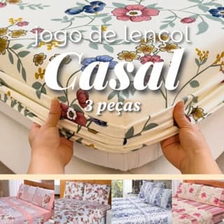 Jogo de Lençol Casal Padrão 3 Peças Estampado - Estampas Sortidas Com Elástico