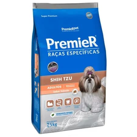Alimento Premier Raças Específicas Shih Tzu Ração Cães Adultos Salmão 7,5 kg Cachorro Dog Pet