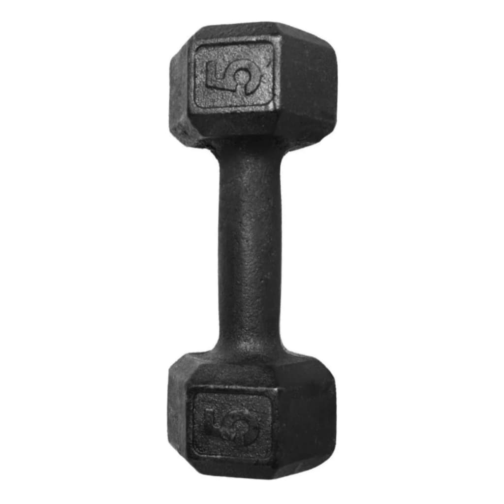 Halter Sextavado Pintado Ferro Fundido Pintado Preto de 05kg 1 Unidade Exercícios Em Casa Academia