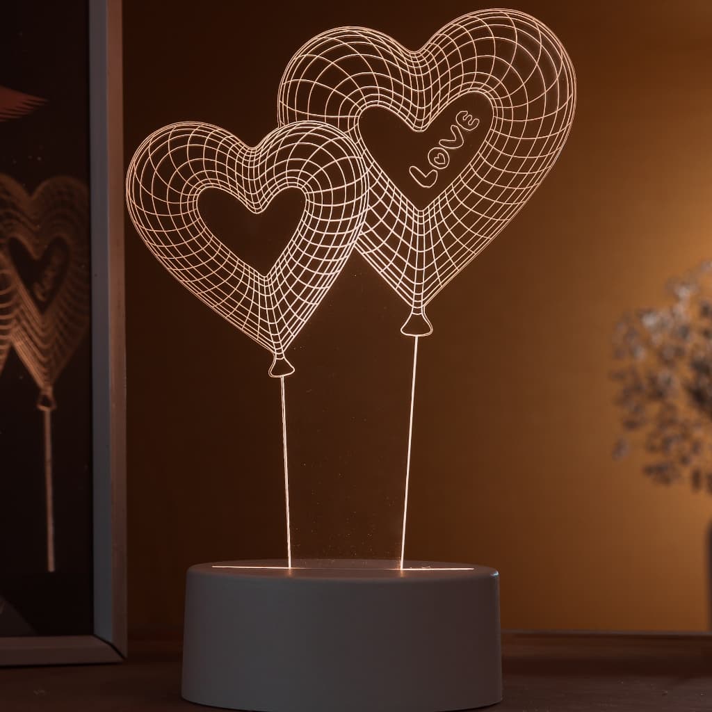 Luminária LED 3D de Mesa /Luz Noturna Presente/ Decoração - balões coração Love,dia dos namorados