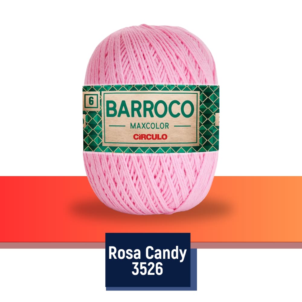 Linha Barbante para Artesanato Cor - 3526 Rosa Candy MaxColor Barroco 100% Algodão Fio 4/6 com 226m Crochê e Tricô Circulo