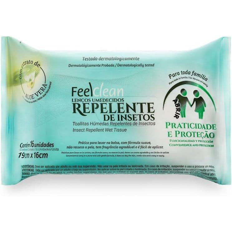Lencos Umedecidos Feelclean Repelente De Insetos Mosquitos da Dengue com 16 unidades