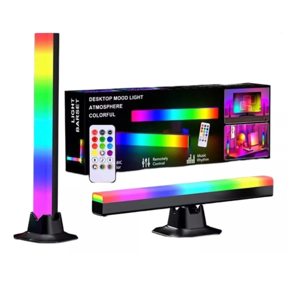 2 Barras De Luzes Led Rgb Led Gamer Sensor Músical Controle Luminárias Ambiente
