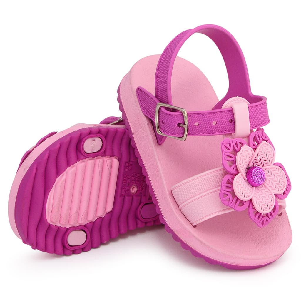 Sandália Papete Bebê Infantil Feminina Flor Confortável Super Macia Leve Confortavel Ref Zxflor