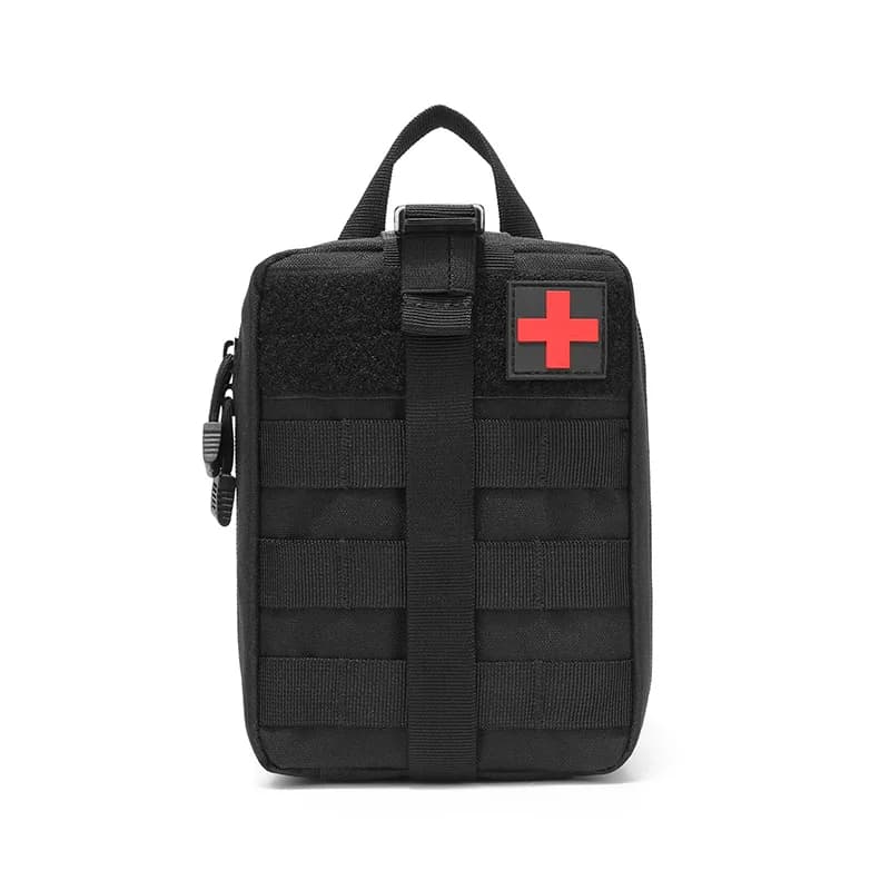 Kit Primeiros  Bolsa Tática Socorros Emergência Trilhas Camping Sobrevivência Carro Case - Preto