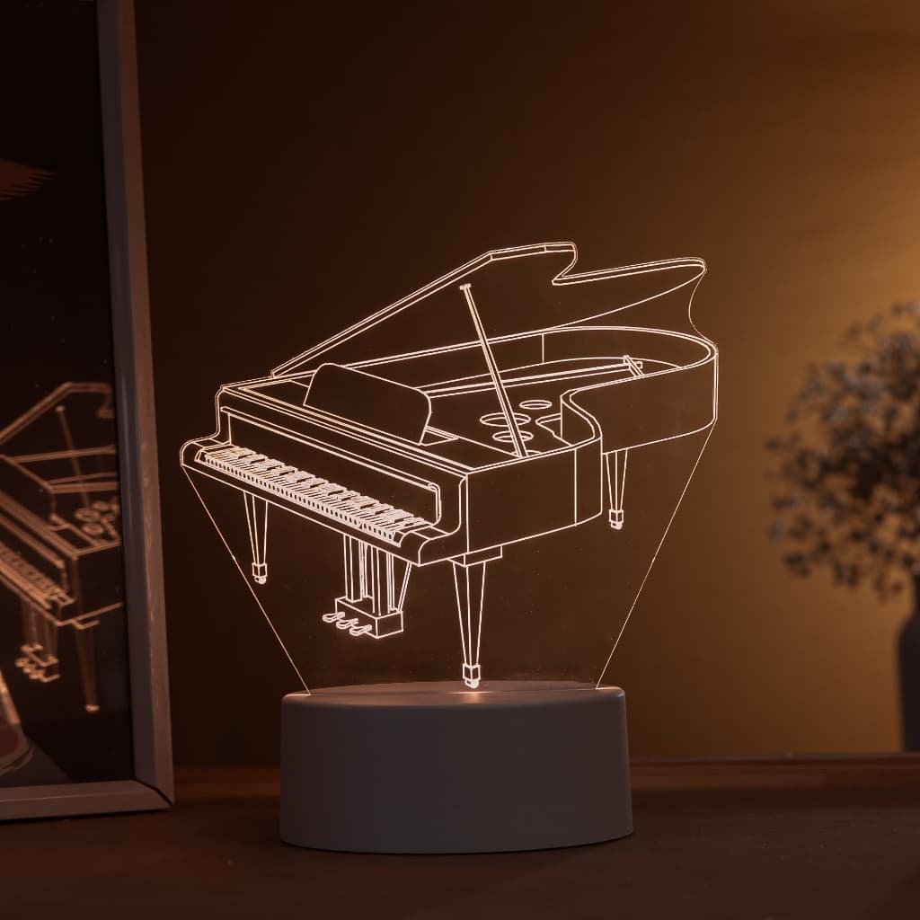 Luminária LED 3D de Mesa / Luz Noturna Presente Criativo / Decoração - piano, instrumento