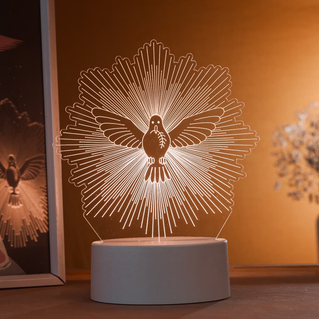 Luminária LED 3D de Mesa/Luz Noturna Presente Criativo/Decoração - Espirito Santo, santo, religioso
