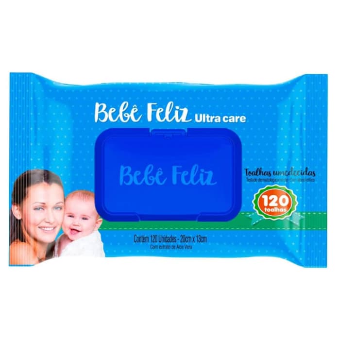 Toalha Umedecida Bebê Feliz 120fls Lenço Umedecido