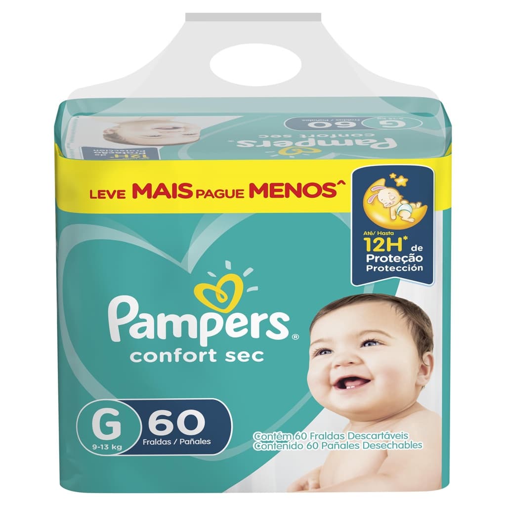 Fralda Infantil Pampers Confort Sec G Pacote 60 Unidades