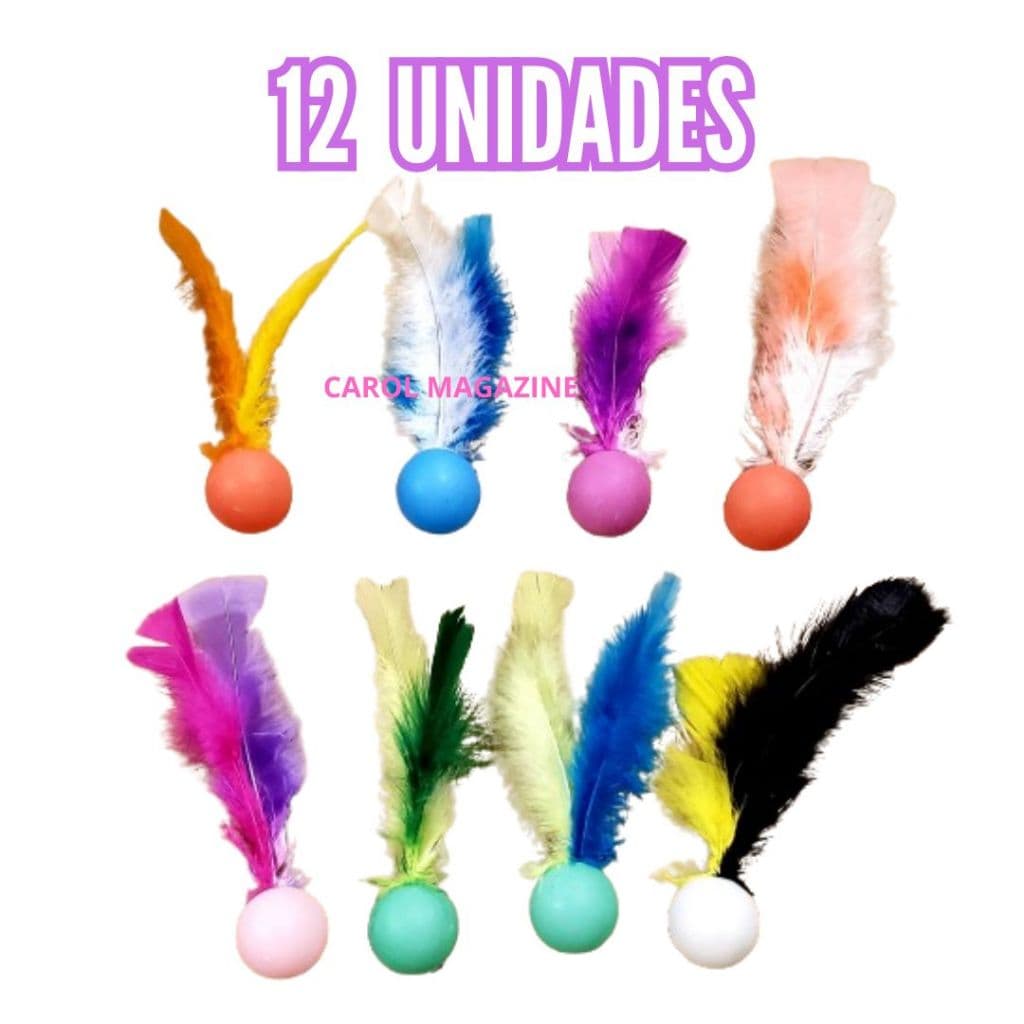 Brinquedo Para Gato Bolinha Com Peninha Faz Barulho