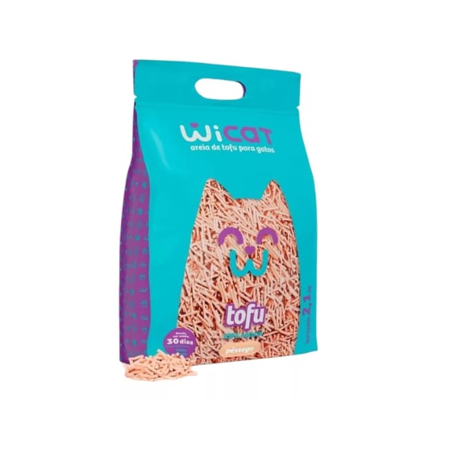 Areia Sanitária De Tofu Higiênica Gatos Wicat Pêssego 2,1kg