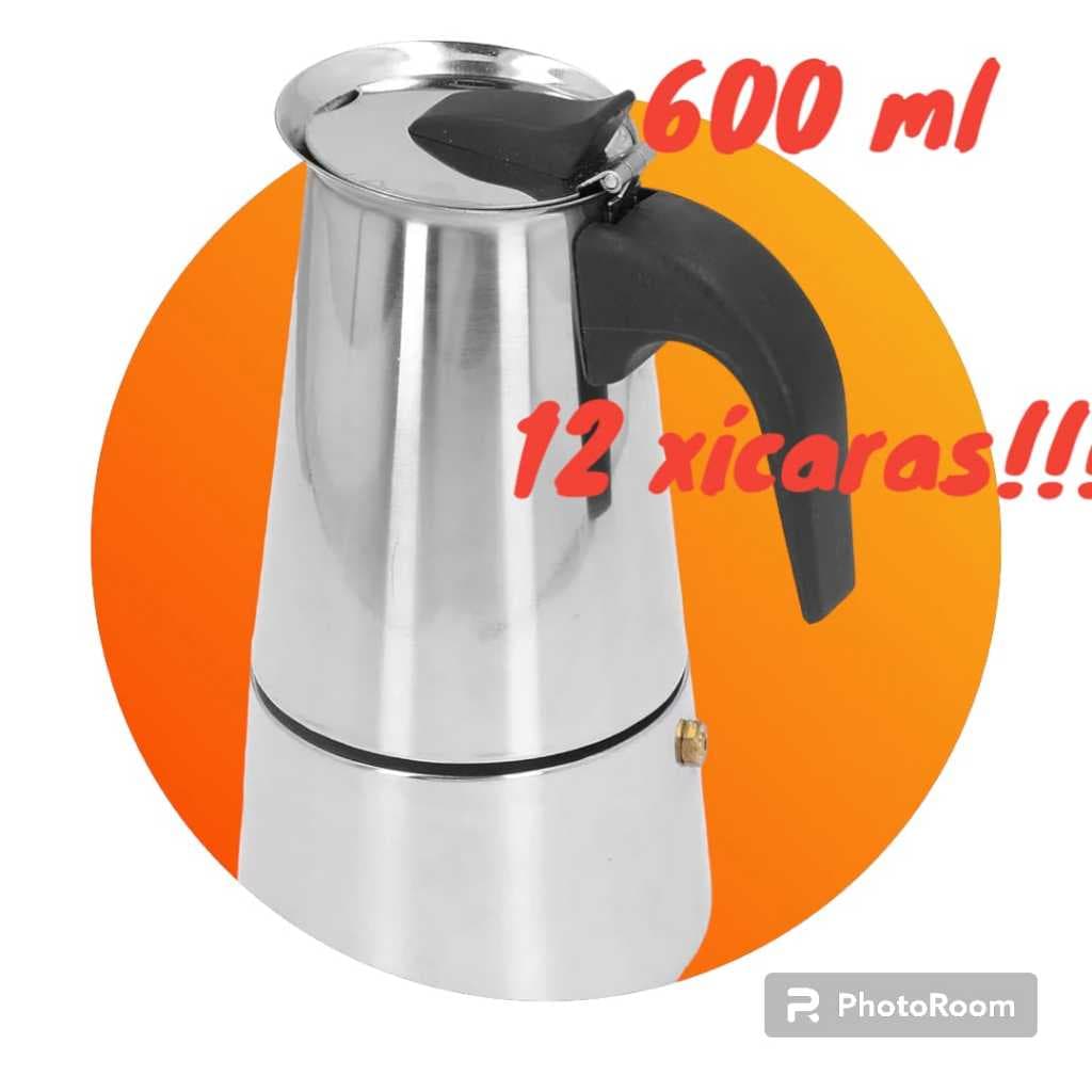 Cafeteira Inox Italiana¨600ml com 12 Xícaras Cozinha Moka Café Cremoso Expresso Chá Casa