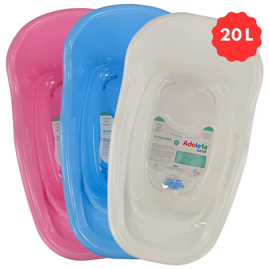 BANHEIRA PARA BEBÊ 20 LITROS ADOLETA AZUL ROSA
