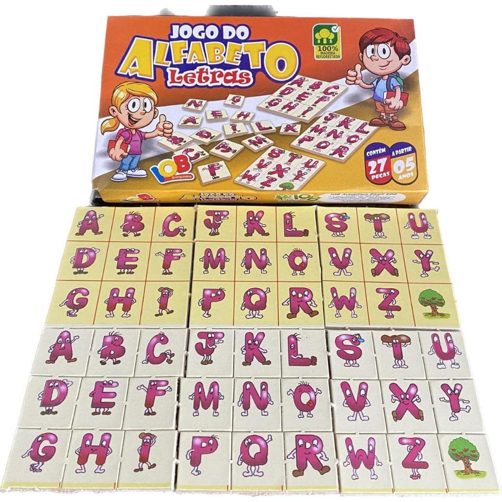 Brinquedo Educativo Jogo do ALFABETO LETRAS IOBBrinquedos com 27 peças Brinquedo para Meninos e Meninas dia das Crianças