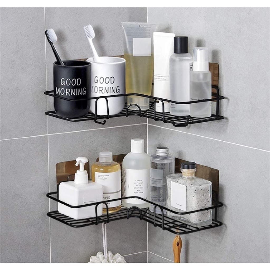 Kit 2 Prateleiras Grandes Suporte Com Adesivos Para Parede Banheiro Cozinha lavanderia