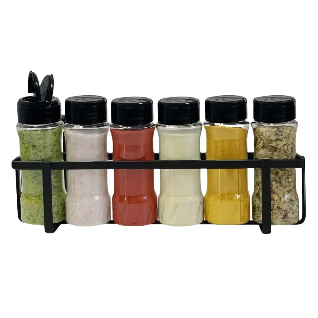 Porta Tempero e Condimentos Kit com 6 Potes Temperos Plástico + Etiquetas