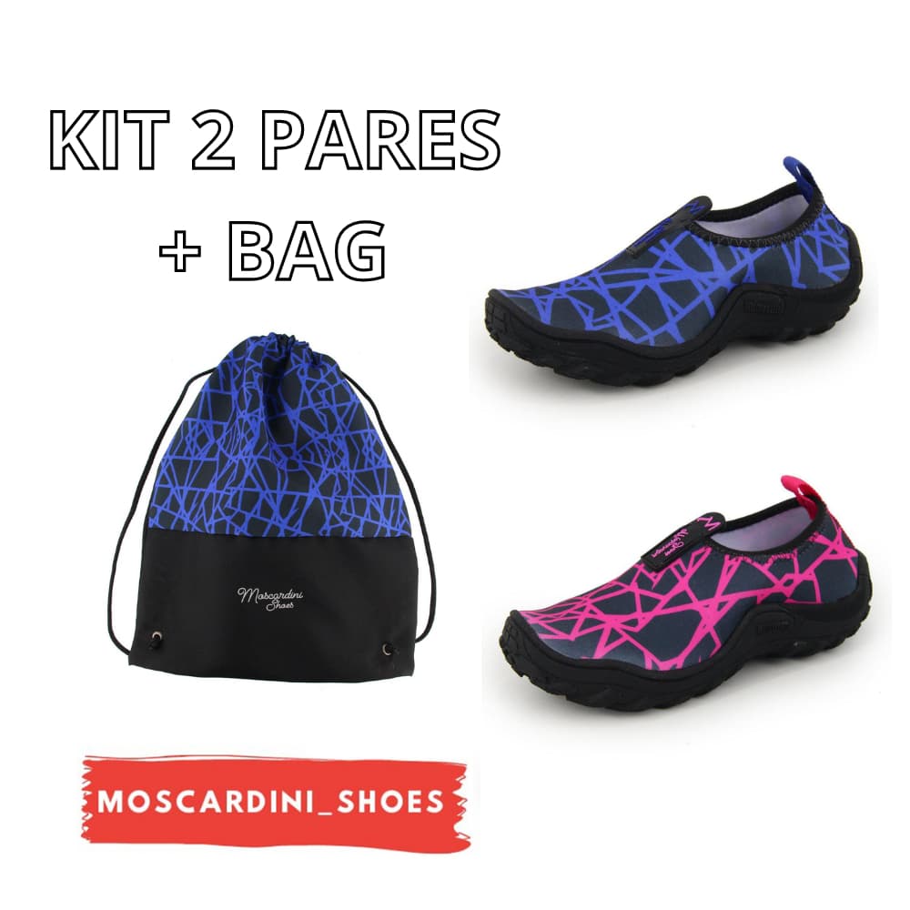 Kit 2 pares de sapatilha nautico de acampamento, pesca, tenis meia hibrido com sola antiderrapante