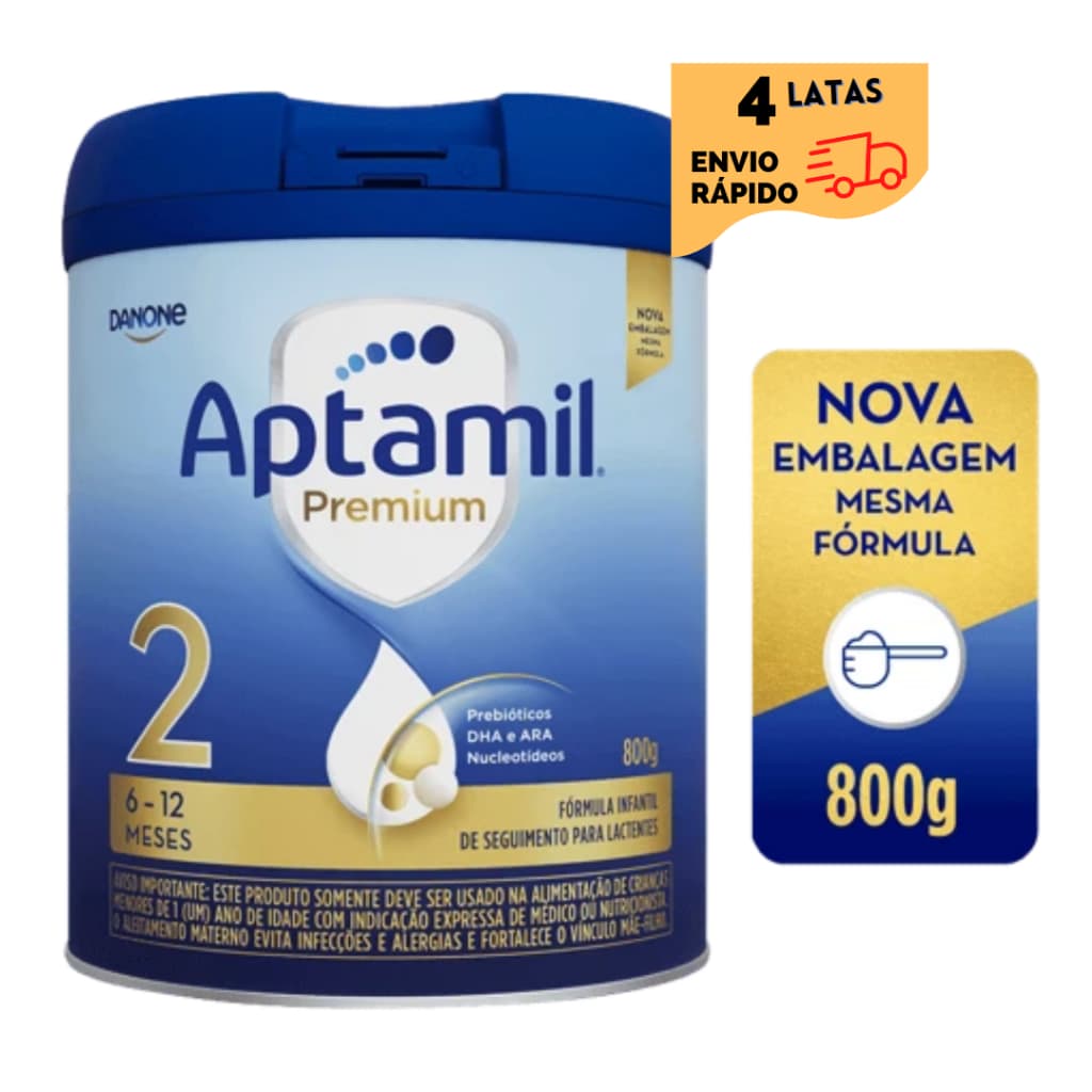Caixa 04 Latas Aptamil Premium 2 Lata 800 gr  leite em pó fórmula Infantil Danone