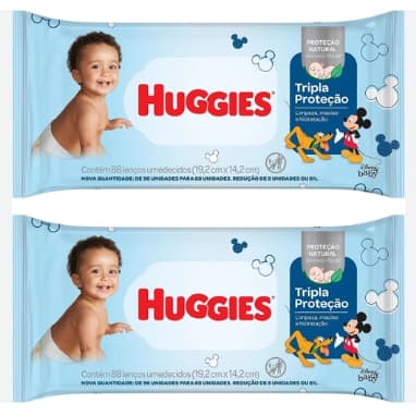 LENÇO UMEDECIDO HUGGIES TRIPLA PROTEÇÃO 88 LENCOS *** 2 PACOTES ***