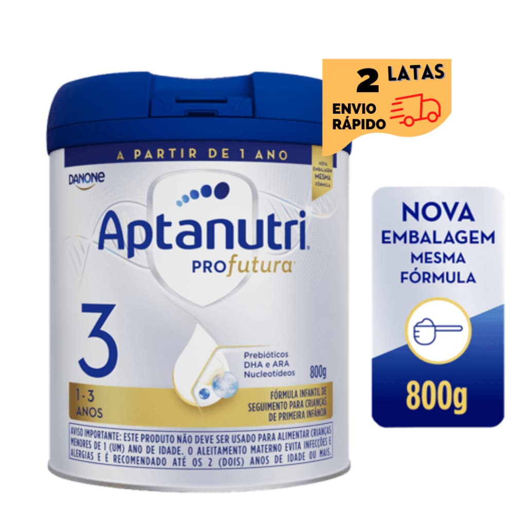 2 Latas Fórmula Infantil em pó Aptamil Profutura 3 Danone - 800gr