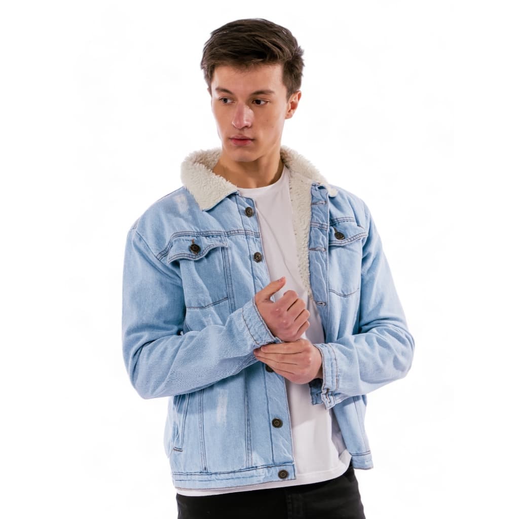 Saint Elian JAQUETA JEANS MASCULINA COM PELO FORRADO INTERN