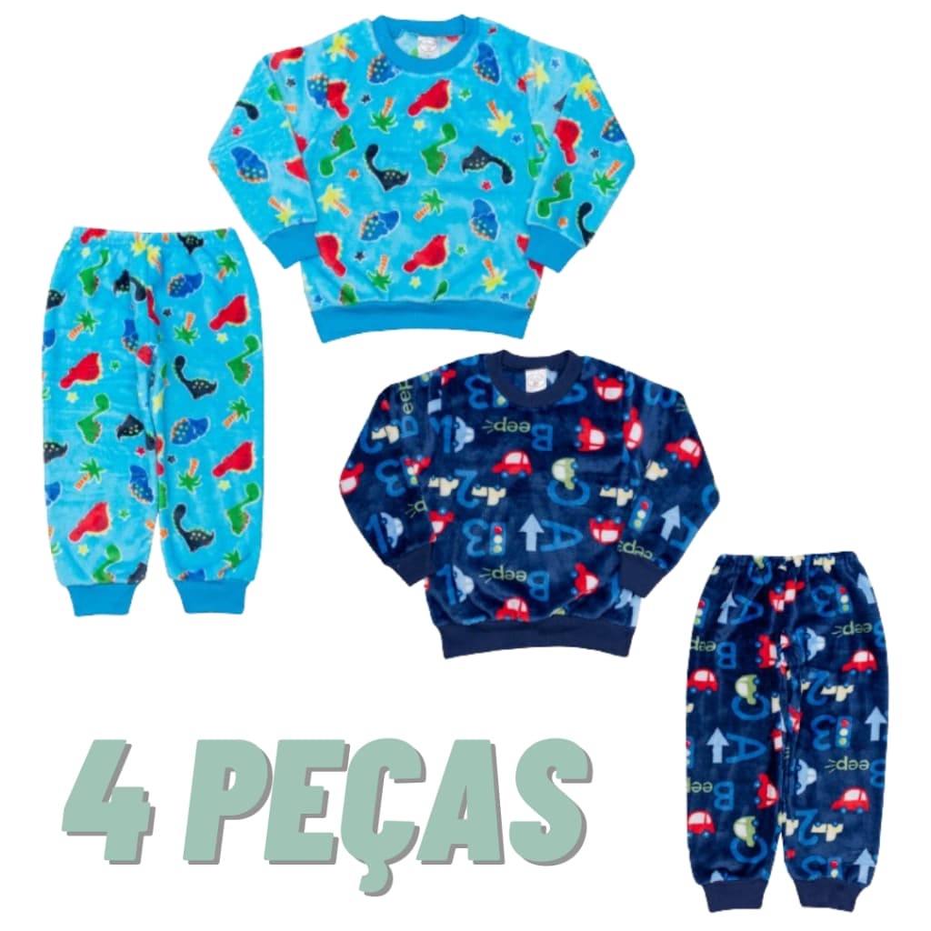 Kit 2 Conjunto Bebê Inverno Longo Fleece Roupas para bebê Menino ou Menina SORTIDO