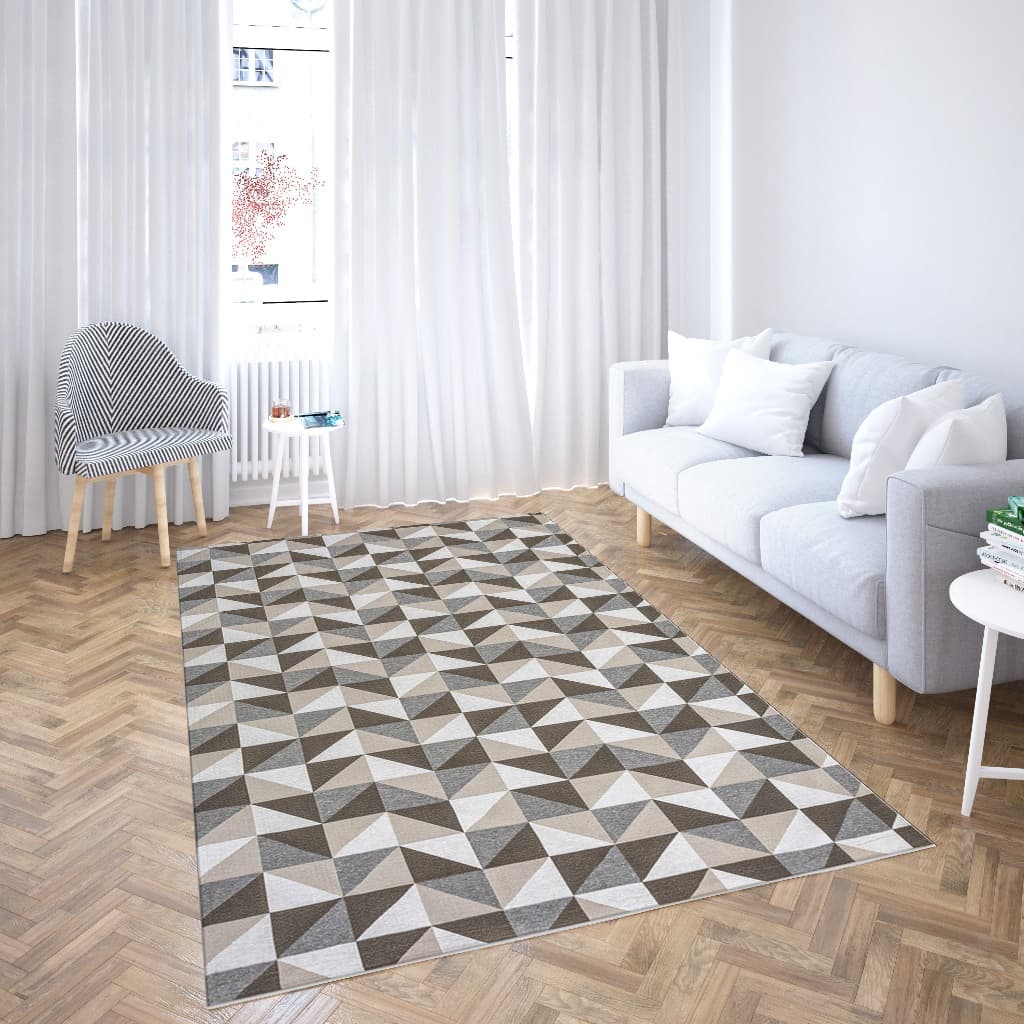 Tapete 2,00 M X 1,35 M Sala Quarto Escritório Geométrico Quadriculado Antiderrapante