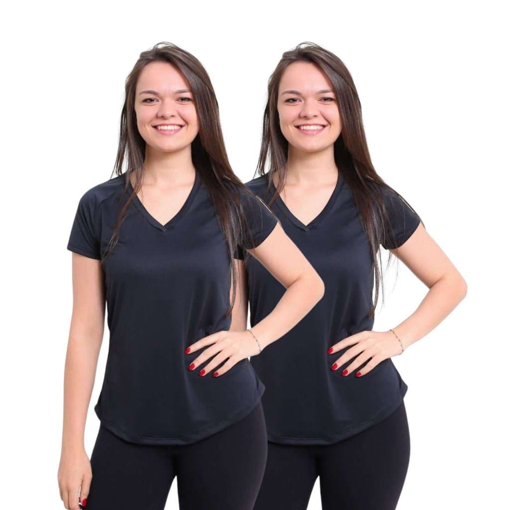 Kit 2 blusas fitness Dry Fit poliéster feminina