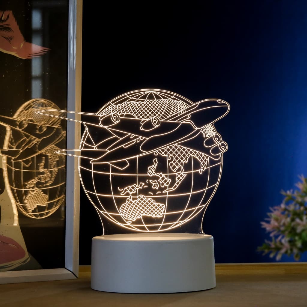 Luminária LED 3D de Mesa / Luz Noturna Presente Criativo / Decoração - Globo avião , viagem , viajante