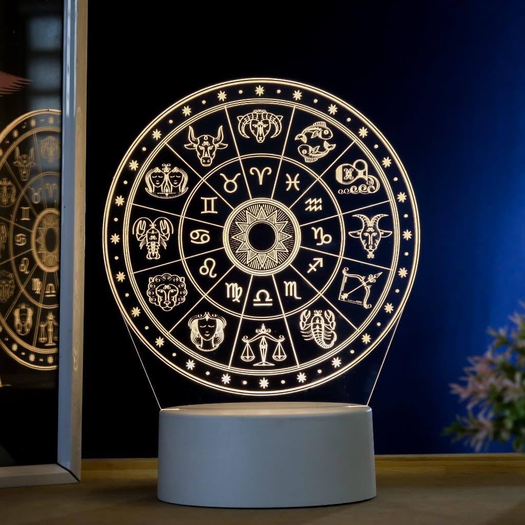 Luminária LED 3D de Mesa / Luz Noturna Presente Criativo / Decoração - signos, Horóscopo