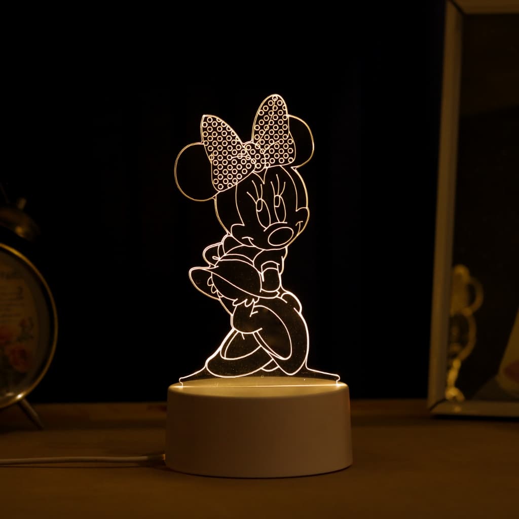 Luminária LED 3D de Mesa / Luz Noturna Presente Criativo / Decoração - minnie, minnei
