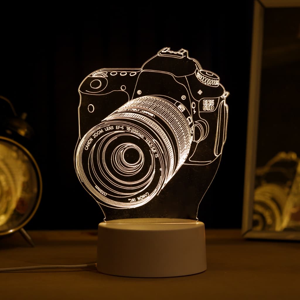 Luminária LED 3D de Mesa / Luz Noturna Presente Criativo / Decoração - câmera fotográfica