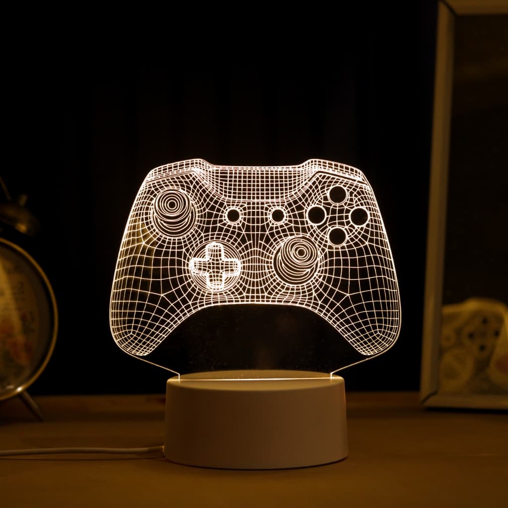 Luminária LED 3D de Mesa / Luz Noturna Presente Criativo / Decoração - Controle de videogame, manete, gamer