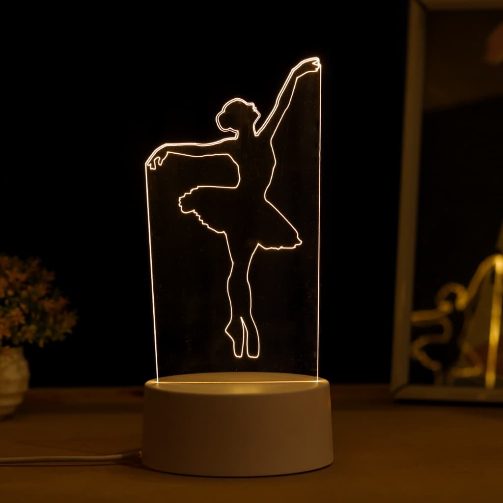 Luminária LED 3D de Mesa / Luz Noturna Presente Criativo / Decoração - bailarina, balé, ballet, dança