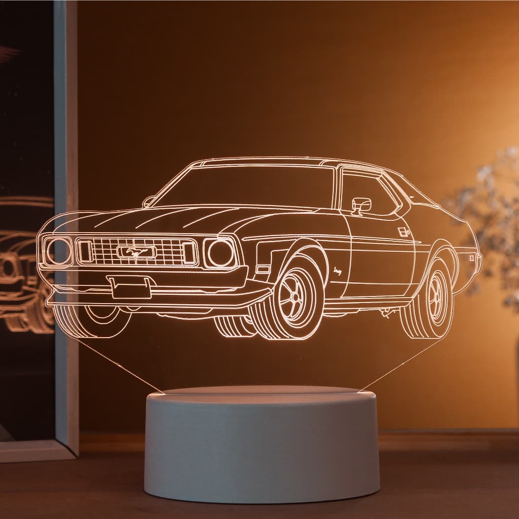 Luminária LED 3D de Mesa / Luz Noturna Presente Criativo / Decoração - mustang ford 1972, carro, automóvel