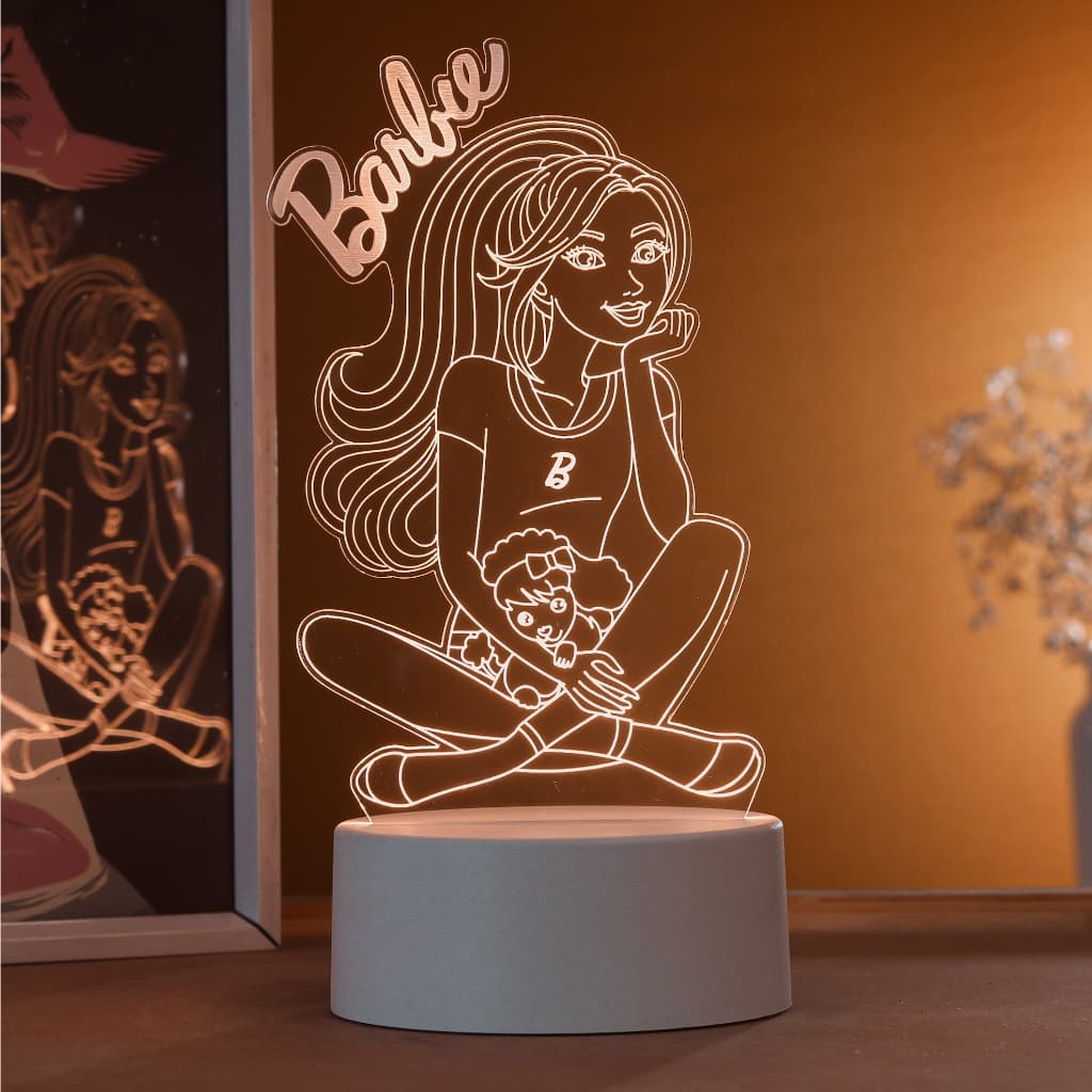 Luminária LED 3D de Mesa / Luz Noturna Presente Criativo / Decoração - barbie, boneca, princesa