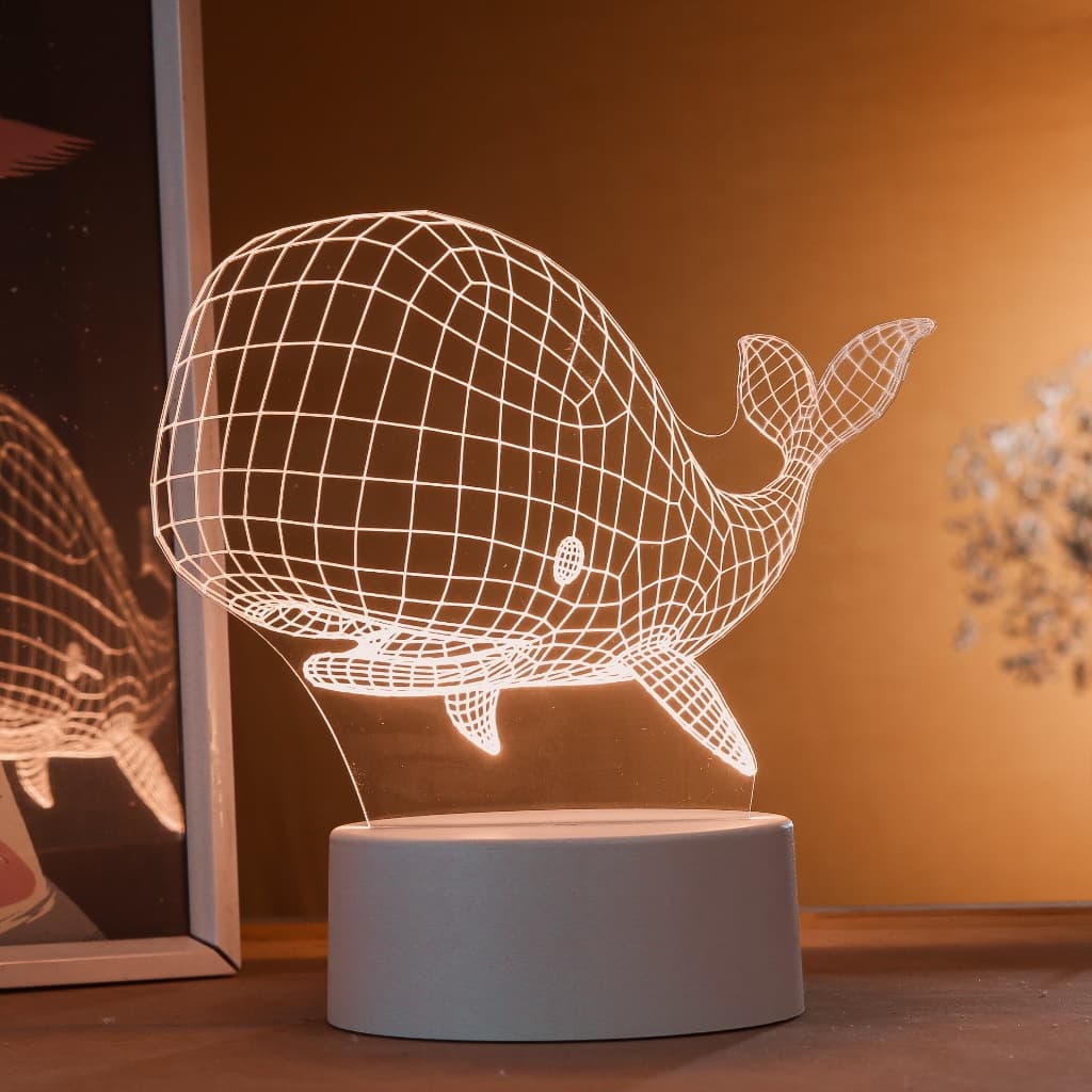 Luminária LED 3D de Mesa / Luz Noturna Presente Criativo / Decoração - baleia, animais, mar