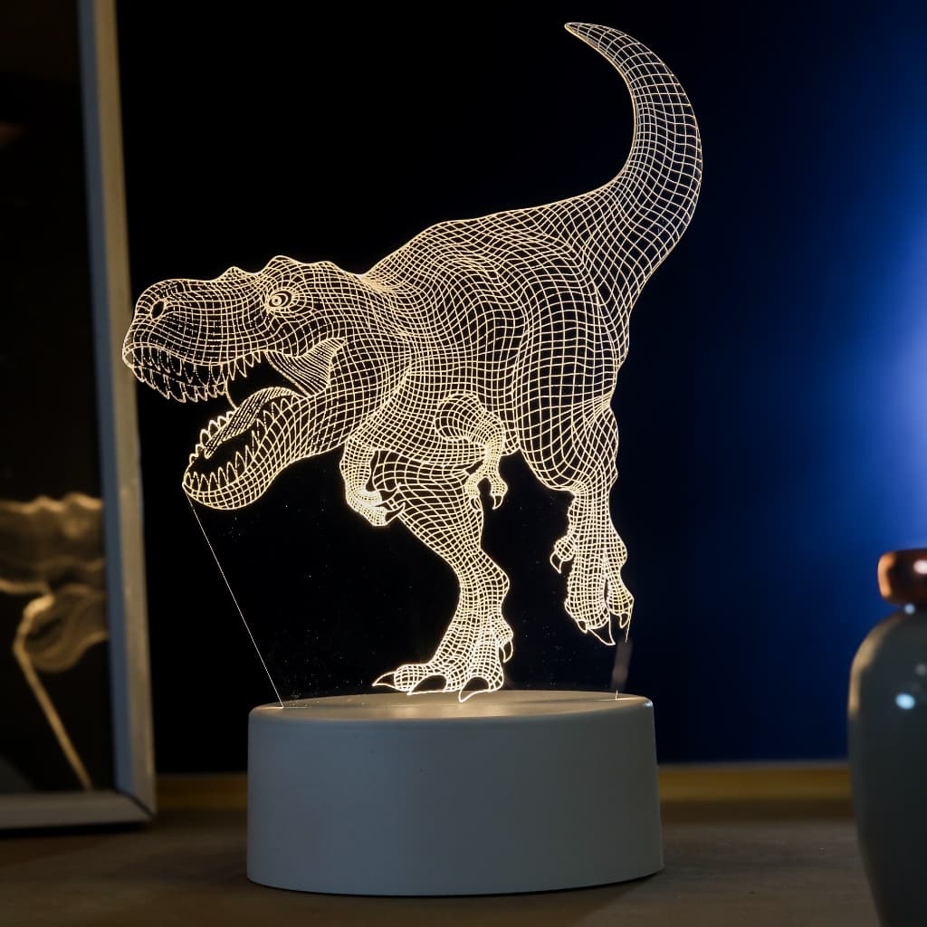 Luminária LED 3D de Mesa / Luz Noturna /  Presente Criativo - T-rex 3D, tiranossauro rex, dinossauro