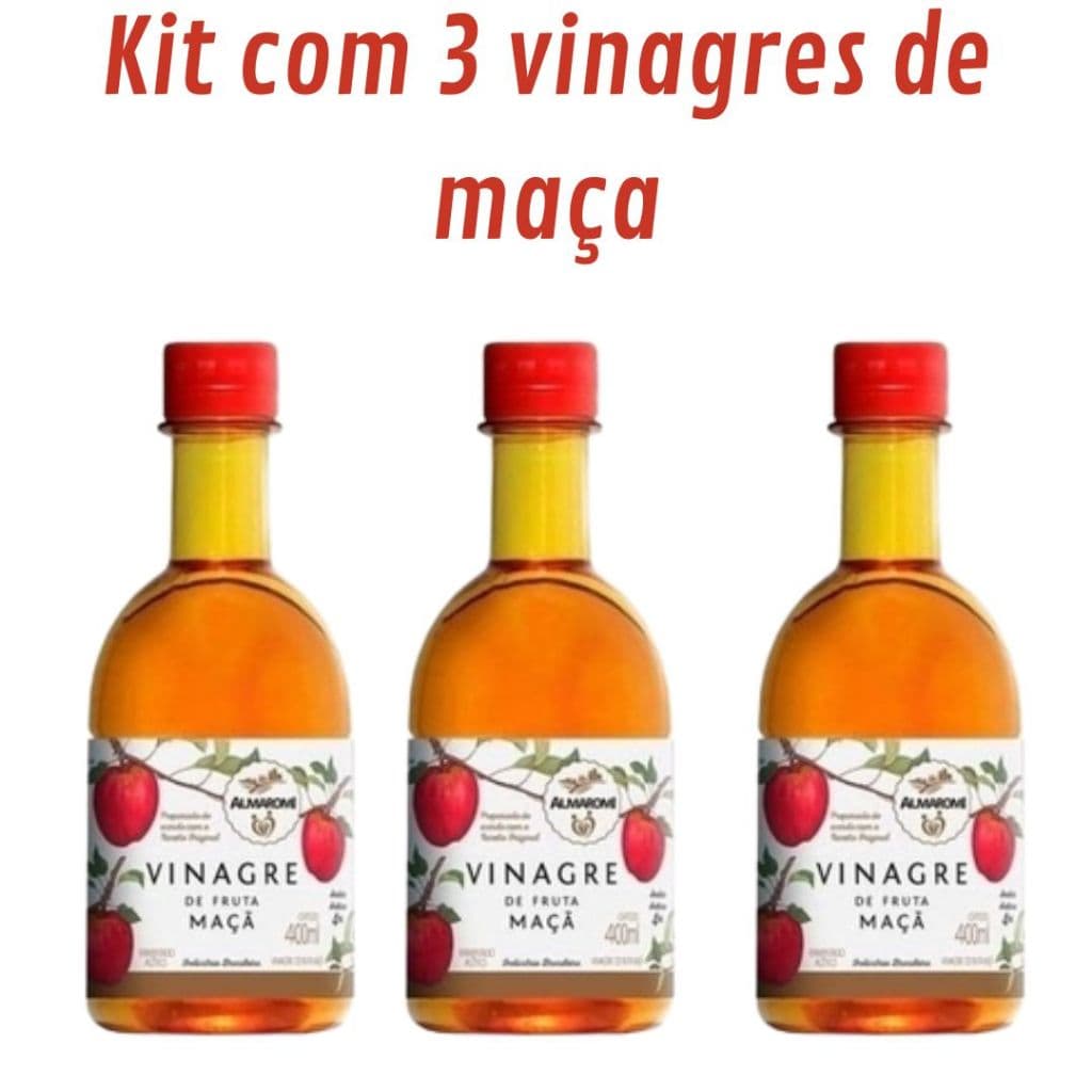 3 Vinagres de Maçã 400ml cada - Almaromi