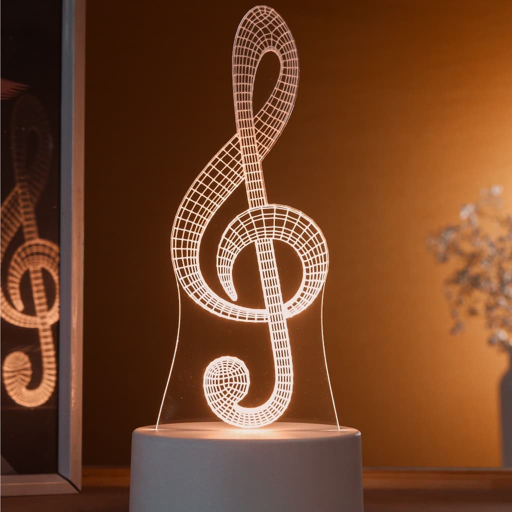 Luminária LED 3D de Mesa / Luz Noturna Presente Criativo / Decoração - nota musical clave de sol