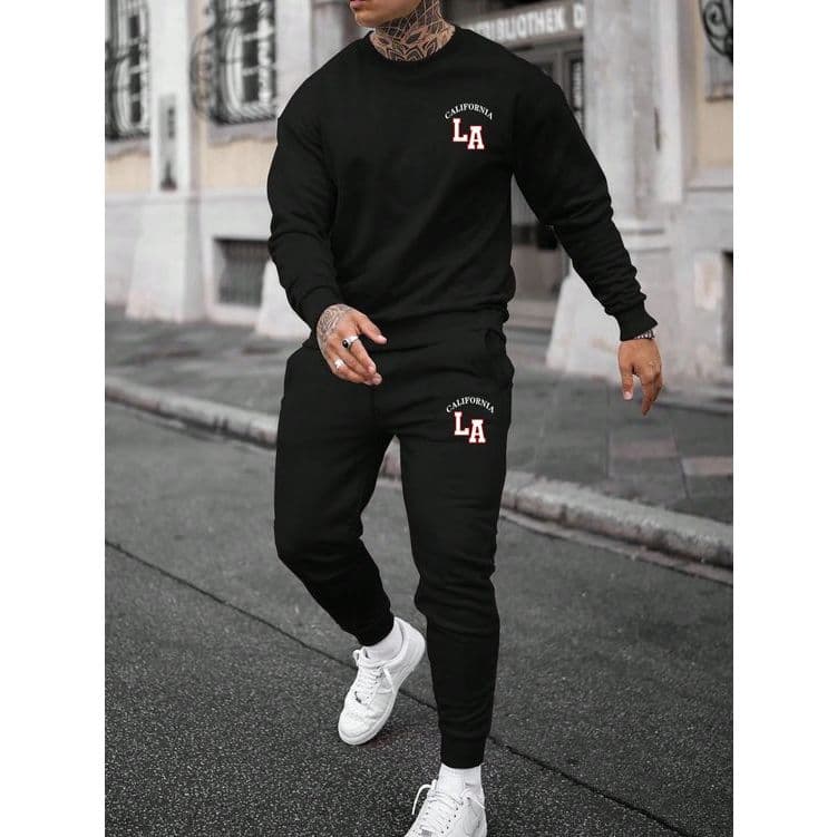 Conjunto Moletom Gola Redonda + Calça De Moletom LA Esportiva Inverno Minimalista Premium