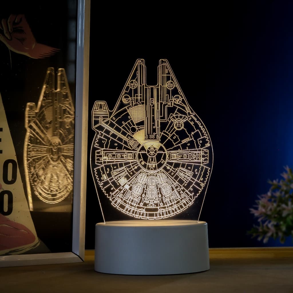 Luminária LED 3D de Mesa / Luz Noturna Presente Criativo / Decoração - Millennium falcon, Star Wars