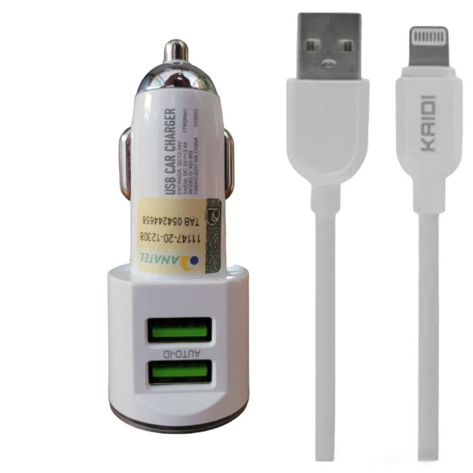 CARREGADOR VEICULAR PARA IPHONE KD-303A PORTA DUPLA USB CARREGAMENTO RÁPIDO CARREGADOR PARA IPHONE