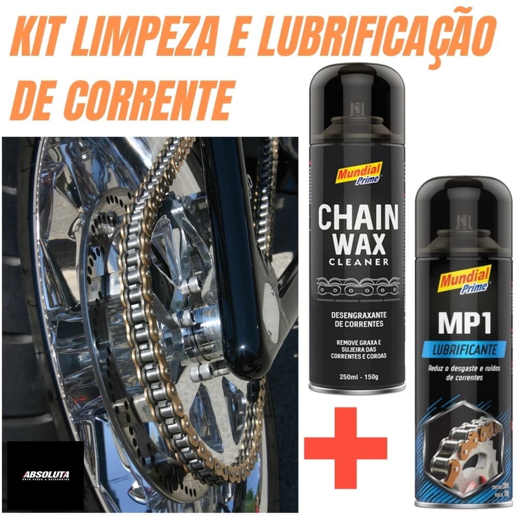 Graxa spray corrente moto bike e Desengraxante kit Mundial Prime Motos Karts Bike relação motorizada