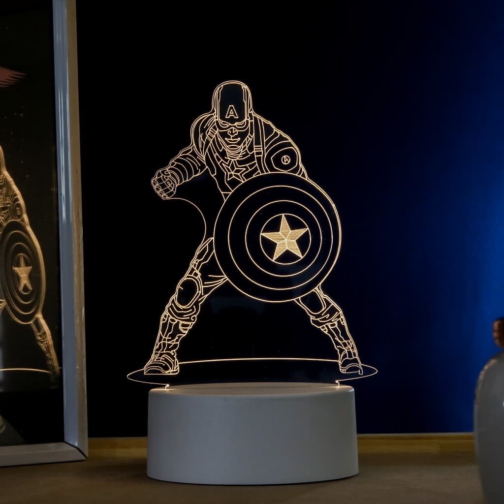 Luminária LED 3D de Mesa / Luz Noturna Presente Criativo / Decoração - Capitão América, super herói