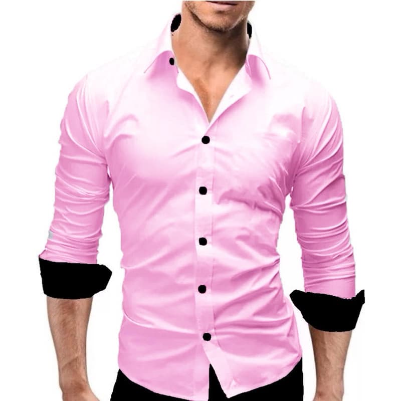 Camisa Social Slim Fit rosa com detalhes luxo