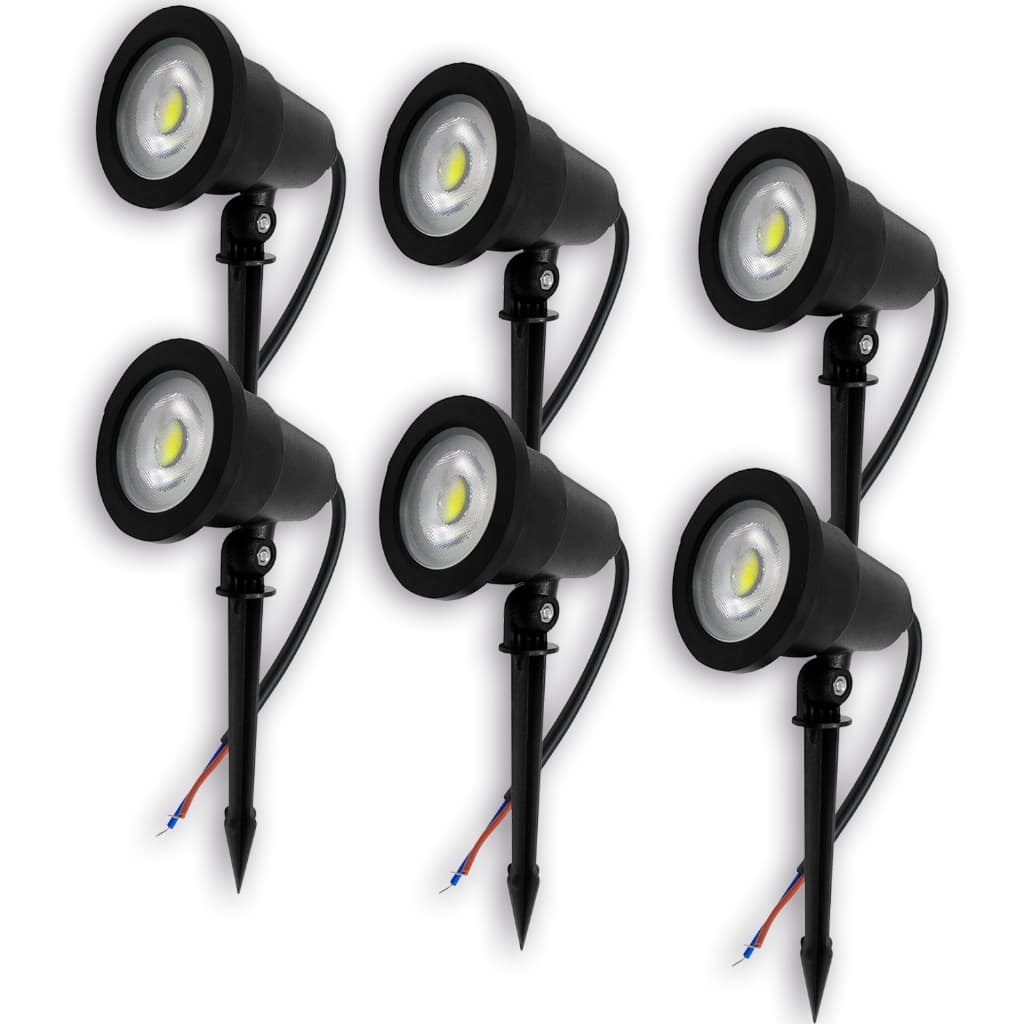 Kit 6 Luminária Espeto Jardim Com Lâmpada Cob Led 5w